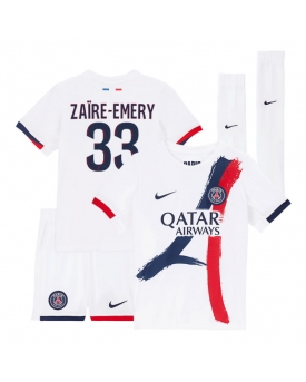 Paris Saint-Germain Warren Zaire-Emery #33 Maglia Gara Trasferta Repliche 2025-26 Bambino Maniche Corte